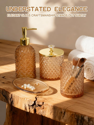 Haturi amber brown soap dish provides a sturdy decorative resting spot