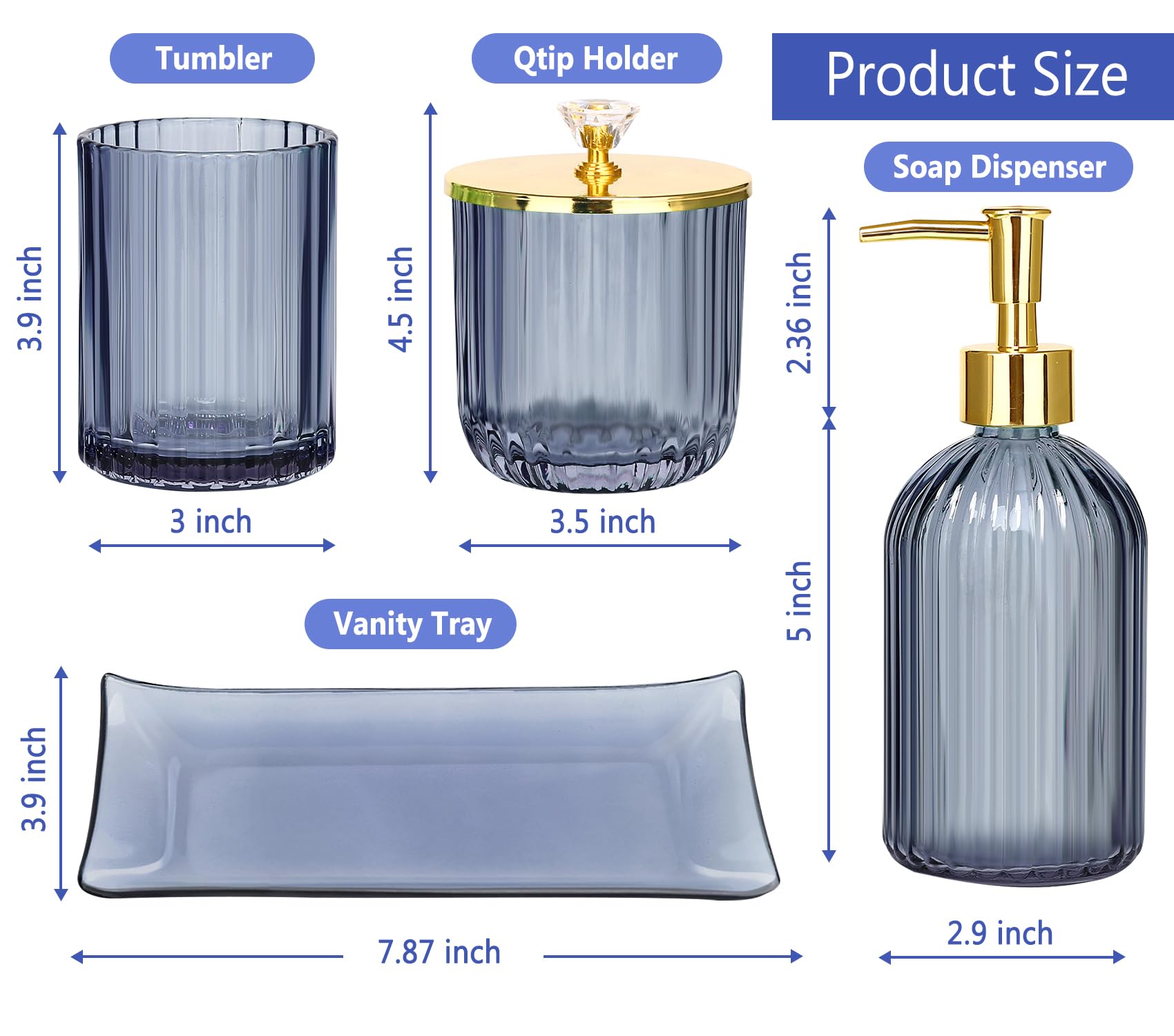 Hativi blue glass bathroom decor collection adds color and cohesion