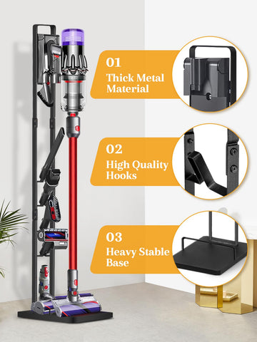 Haturi Dyson stand accessory storage keeps heads and tools organized within reach.