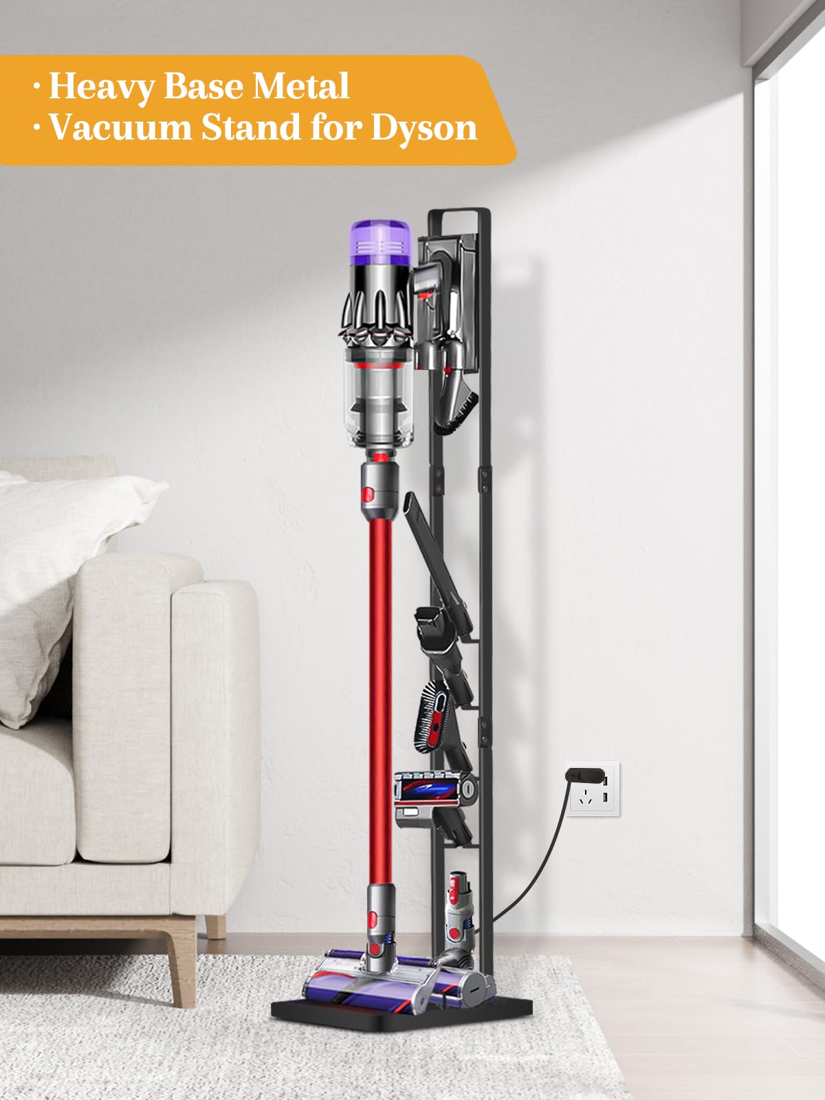 Haturi Dyson stand side view shows a compact freestanding design.