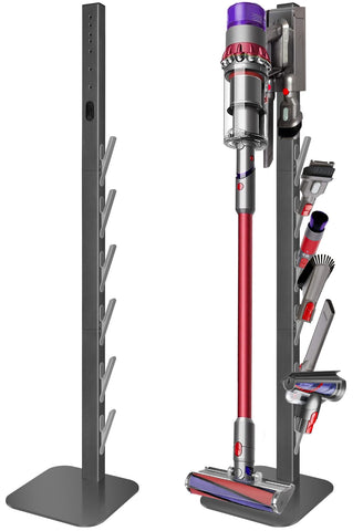 Haturi Dyson vacuum stand side view for neat storage and easy access.