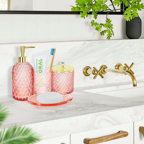Haturi pink toothbrush holder keeps brushes upright and accessible