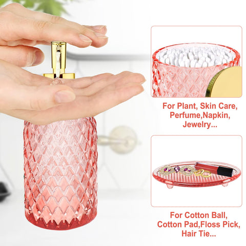 Haturi pink vanity tray organizes cosmetics and jewelry neatly