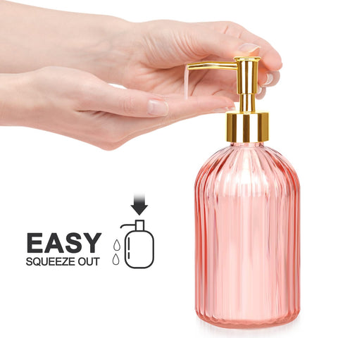 Haturi pink glass bathroom set enhances countertop aesthetics with pink glass