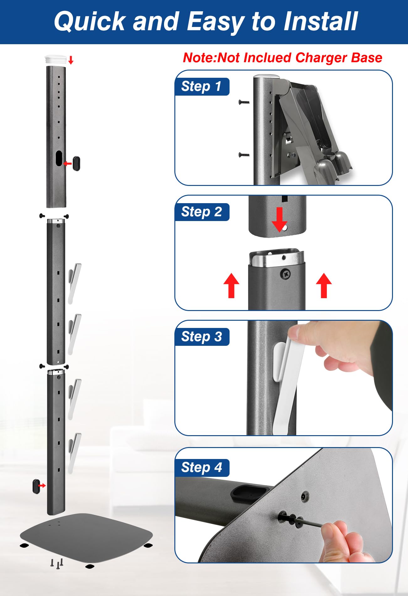 Haturi vacuum stand for Dyson V11/V10 demonstrates compact footprint and space saving.
