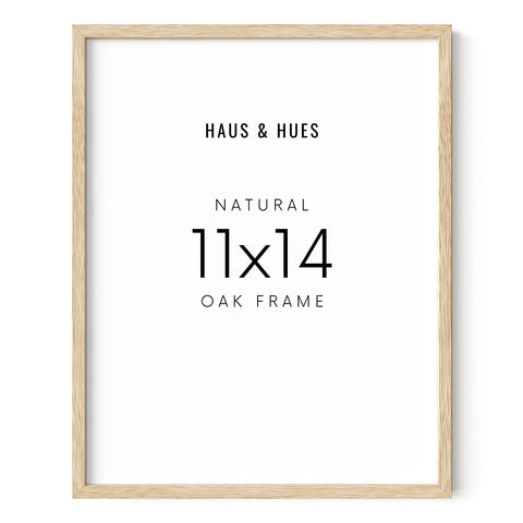 HAUS AND HUES beige oak 11x14 frame close-up highlighting natural wood grain for photos.