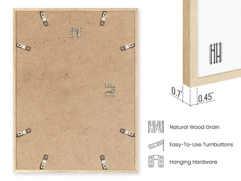 HAUS AND HUES natural oak frame supports versatile vertical or horizontal mounting.