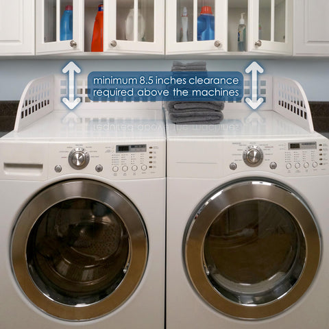 Haus Maus Laundry Guard on stacked machines converting top area into storage
