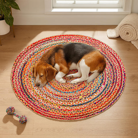 Hausattire soft jute-cotton blend adds tactile warmth to bedrooms and hallways.