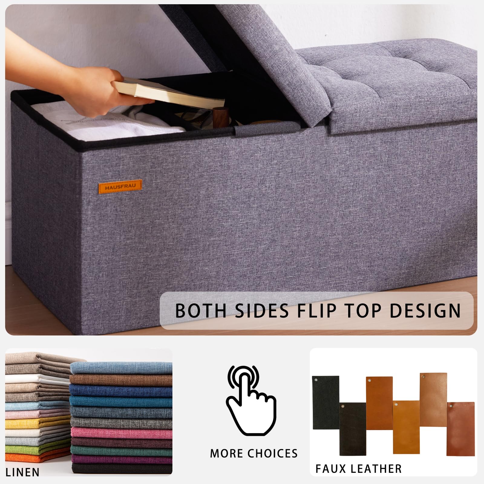 HAUSFRAU folding ottoman compact design for small spaces
