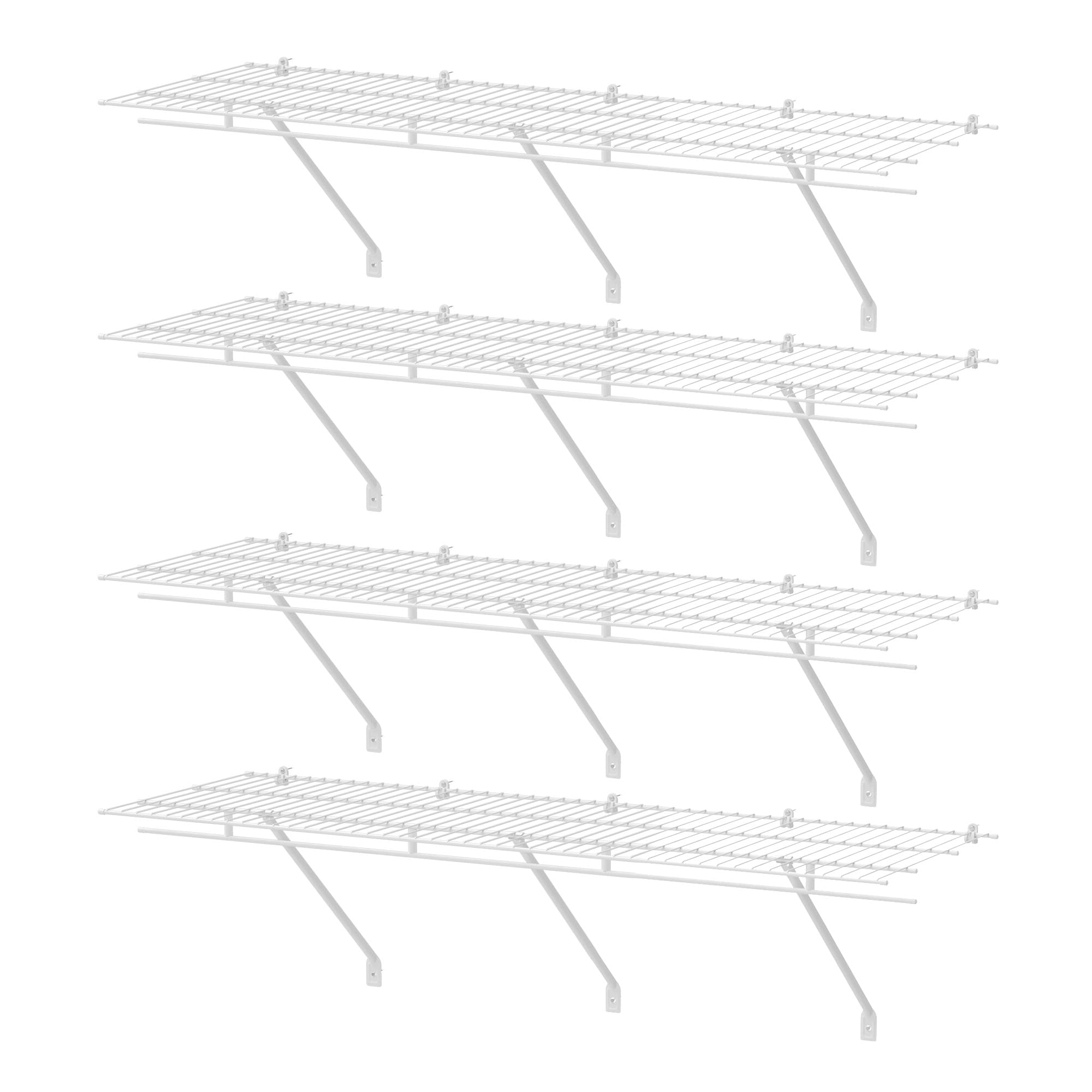 Haushof closet shelves in white wire for airy laundry and closet organization