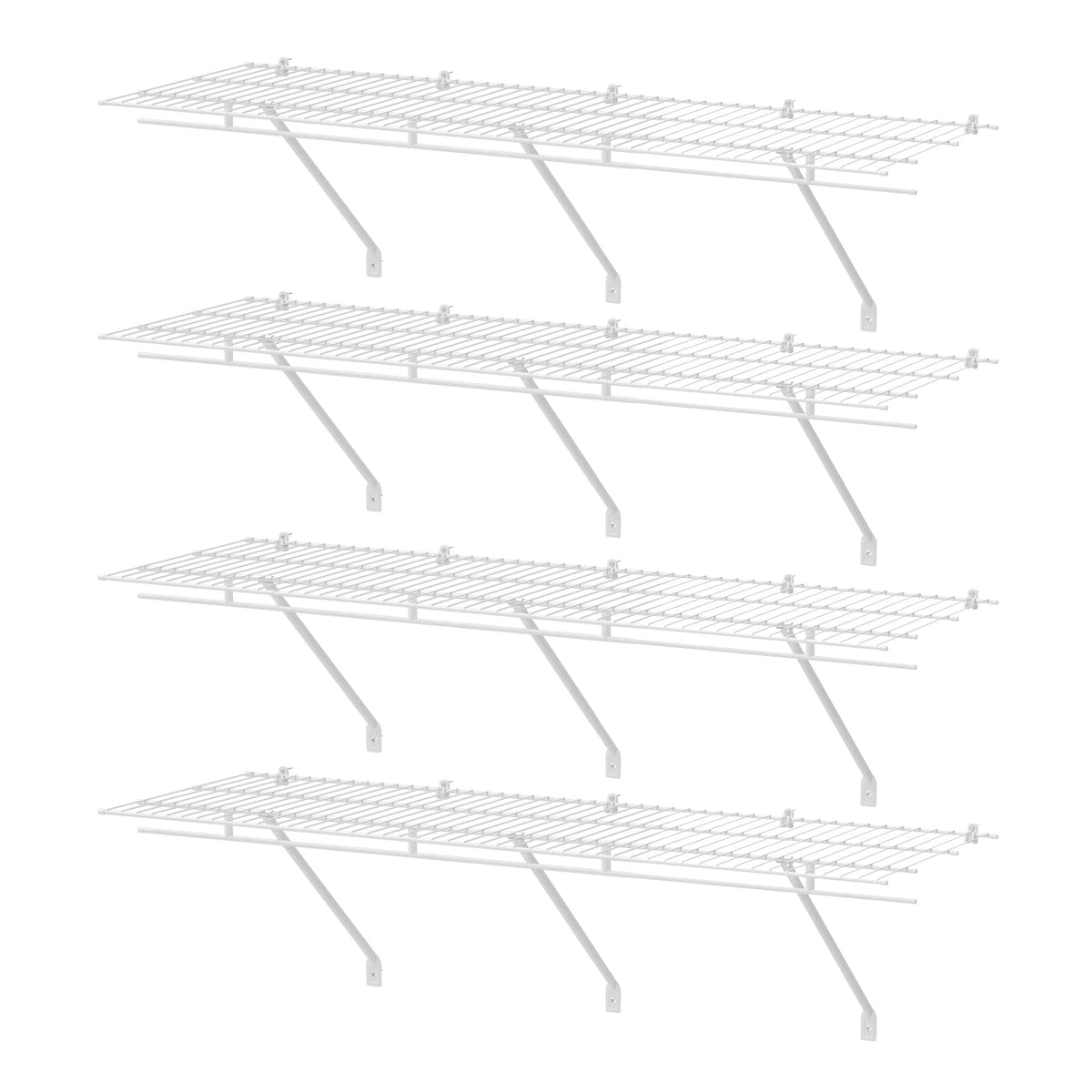 Haushof closet shelves in white wire for airy laundry and closet organization