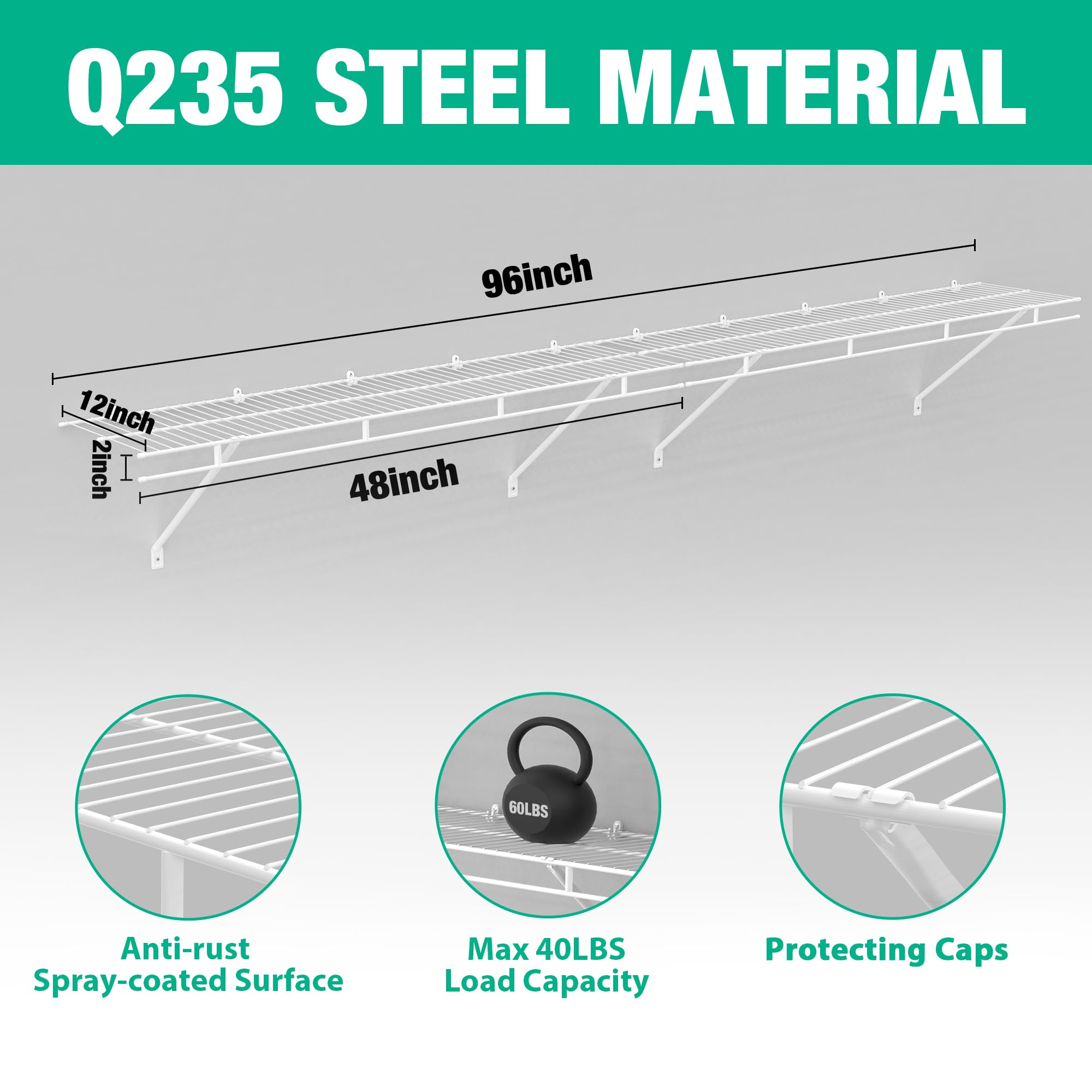 HAUSHOF wall-mounted shelving kit with clear assembly visuals for setup