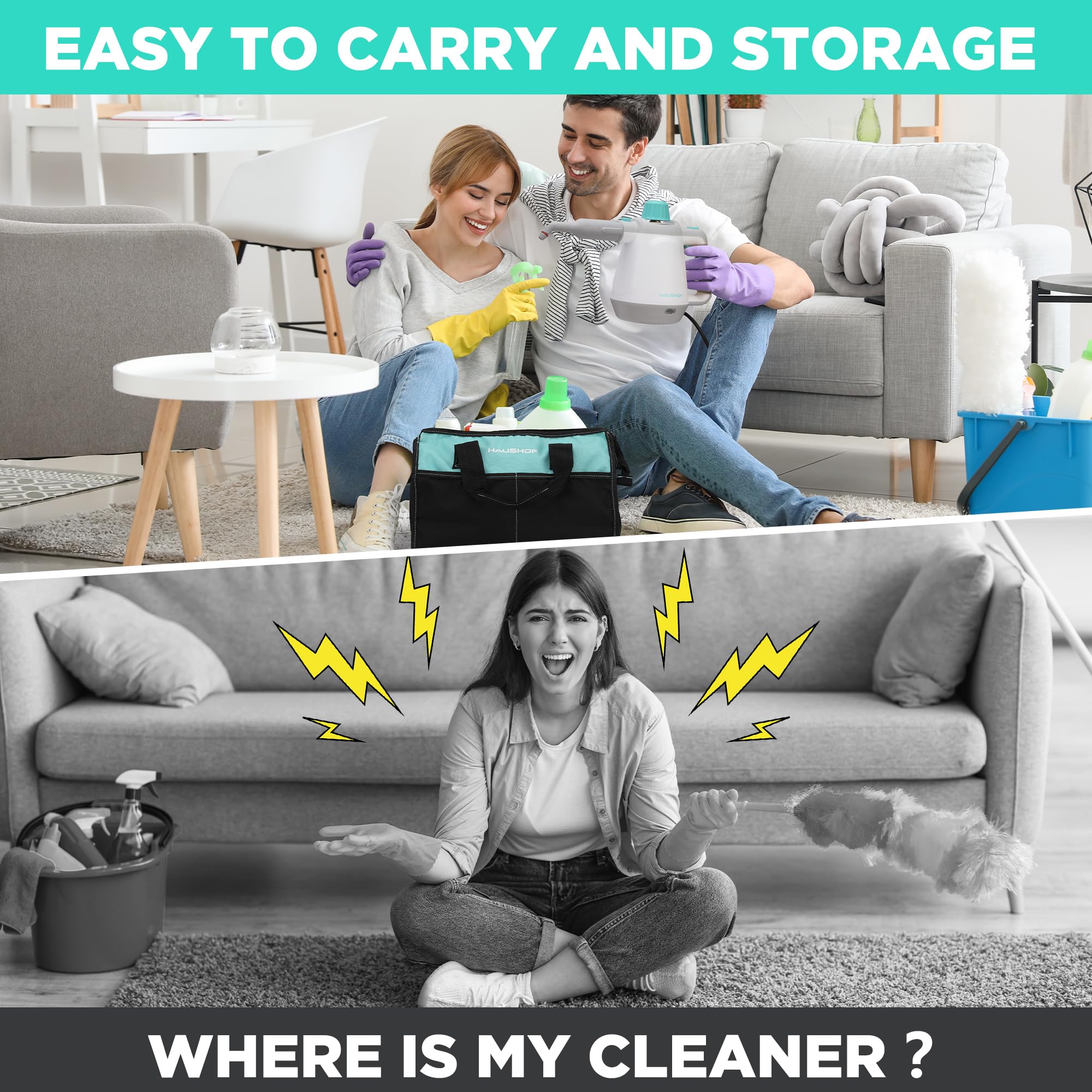 HAUSHOF steam cleaner refreshes fabrics and toys without chemicals