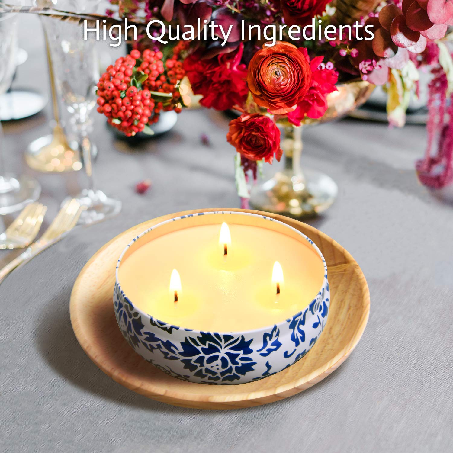 Hausware citronella candle burning indoors creating a cozy glow