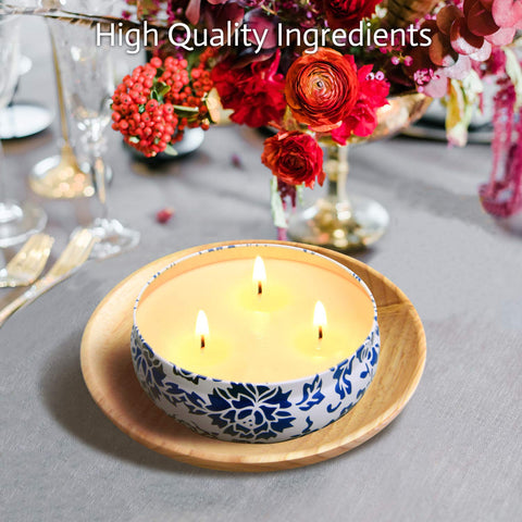 Hausware citronella candle burning indoors creating a cozy glow