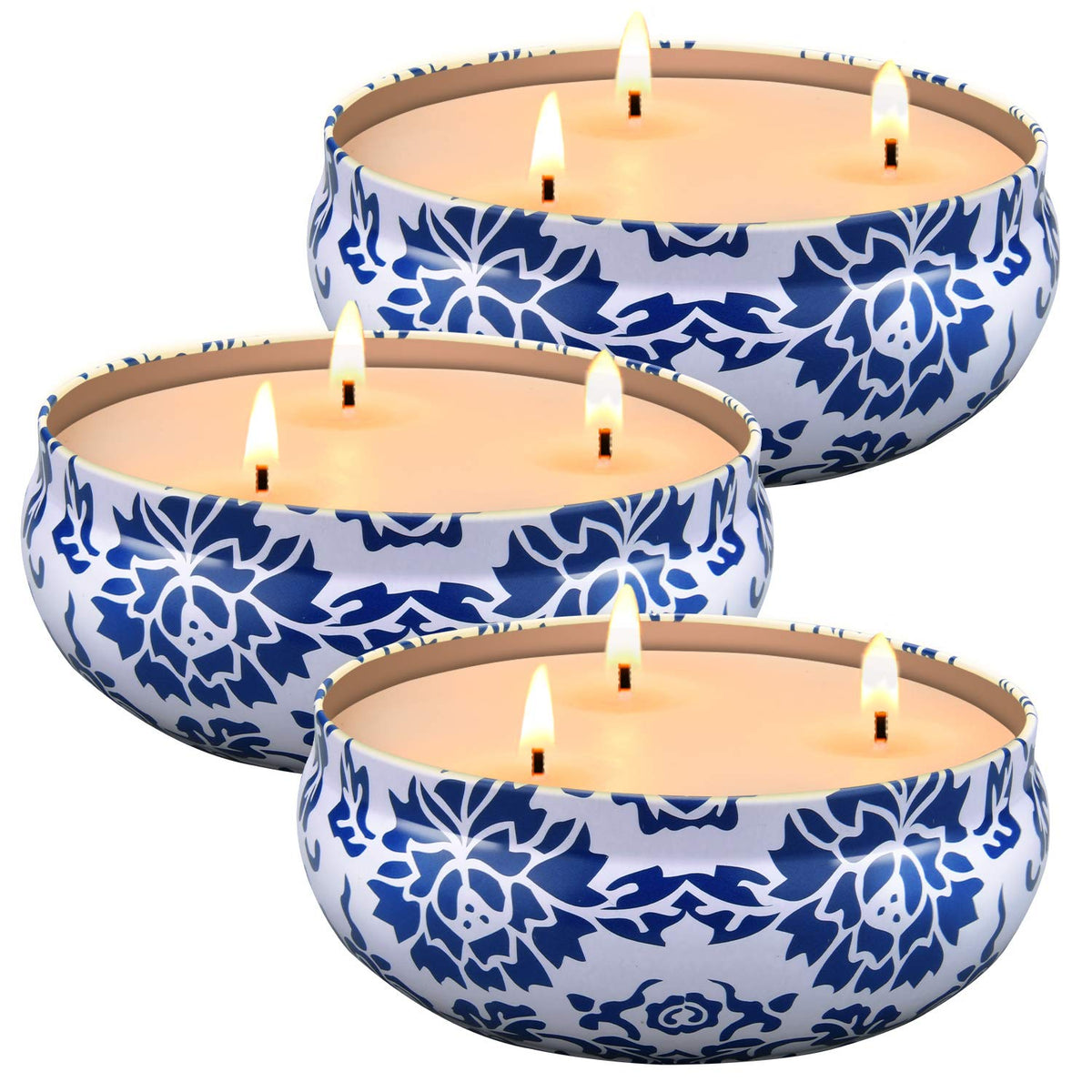 Hausware citronella candle three-pack in decorative tin for outdoor ambiance