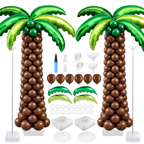 Hauwellter palm tree balloon kit creates a tall tropical centerpiece.