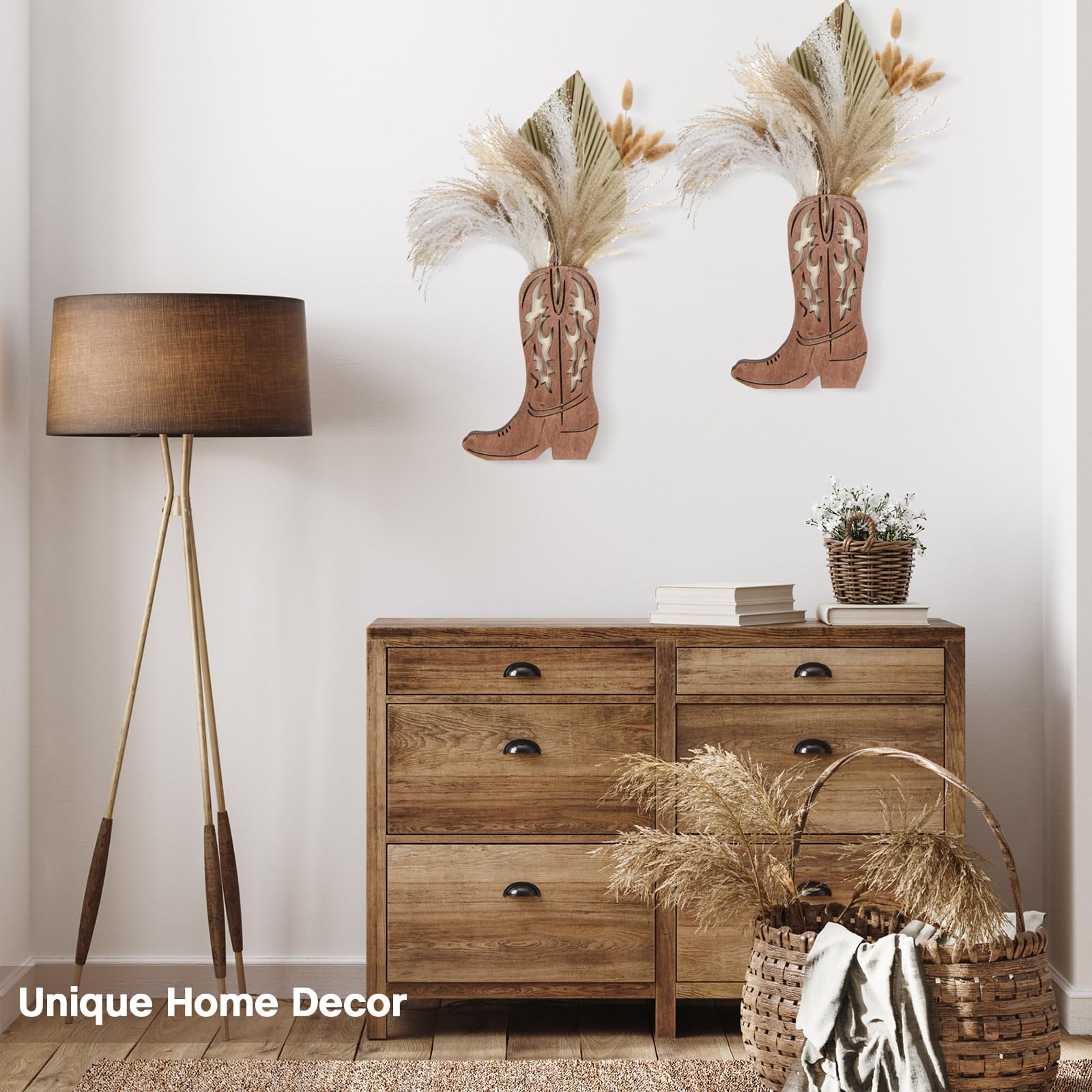Havawish cowboy boots wall planter interior decor for living room.