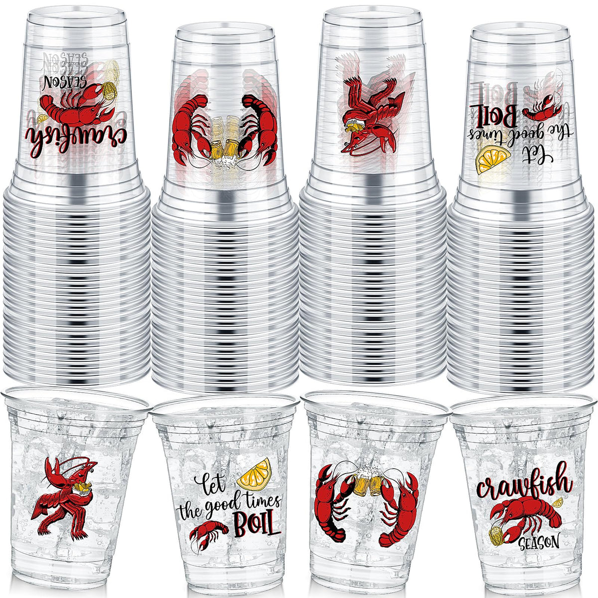 Havawish crawfish cups 12oz clear design ideal for crawfish boils and seafood parties.