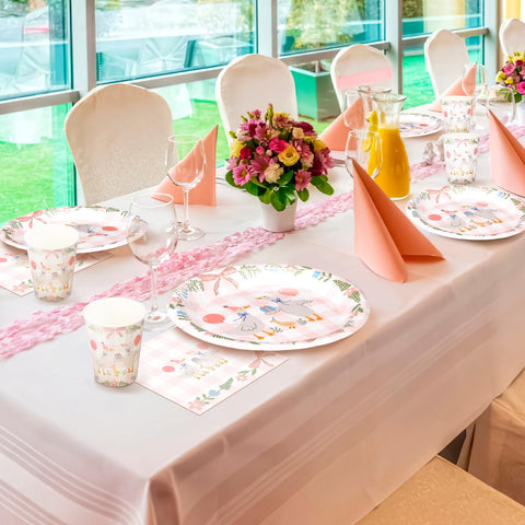 Havawish One Silly Goose decor in pink gingham enhances party theme.