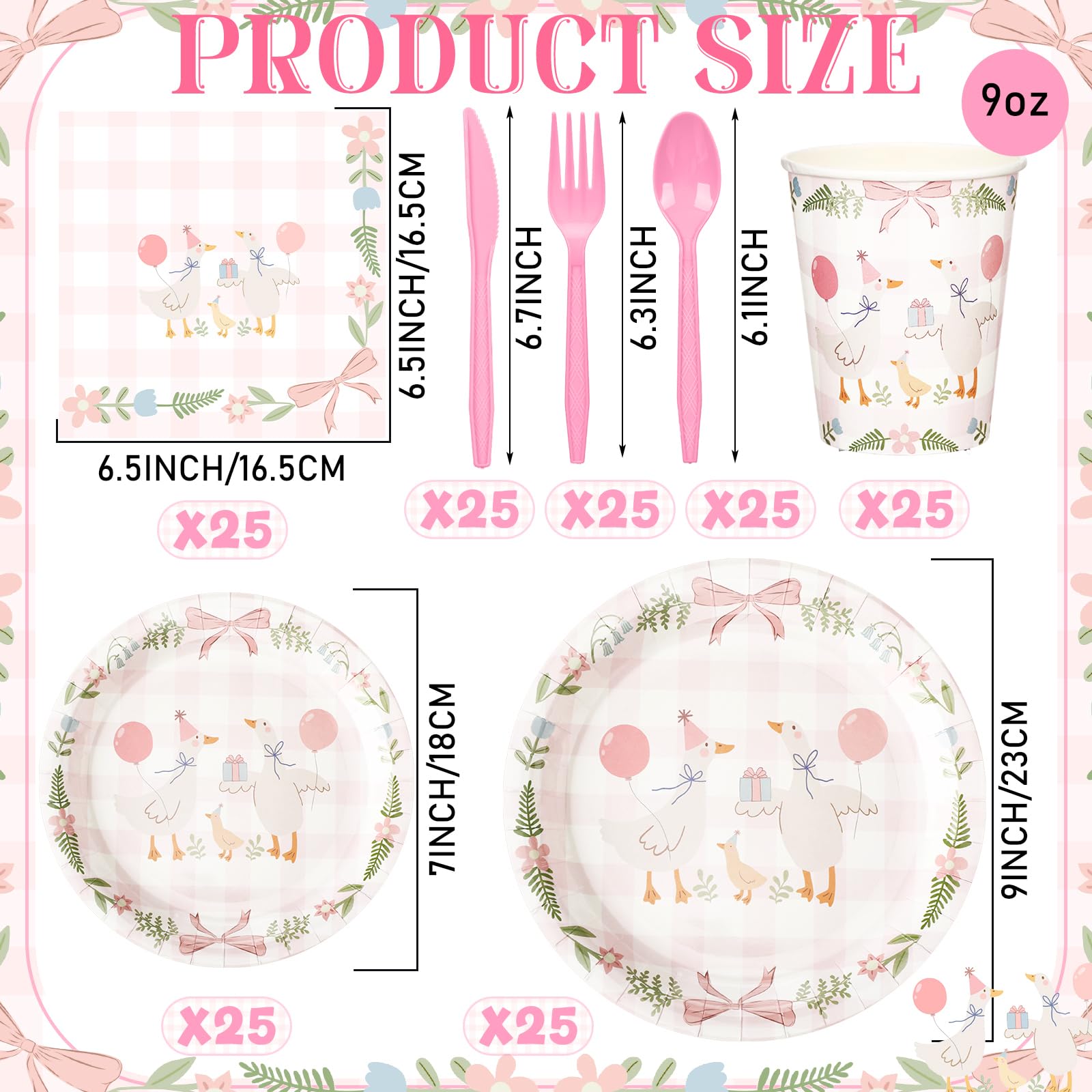 Havawish One Silly Goose 9inch plates in pink gingham for stylish dining.