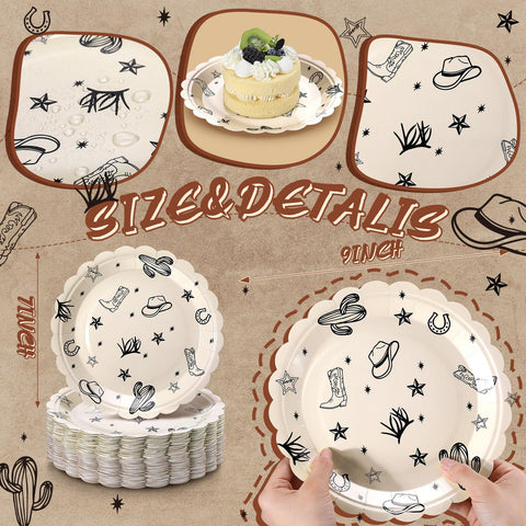 Havawish western plates 7in cowboy design ideal for appetizers and desserts