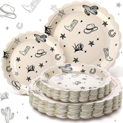 Havawish western plates 9in cowboy design for quick servings at parties