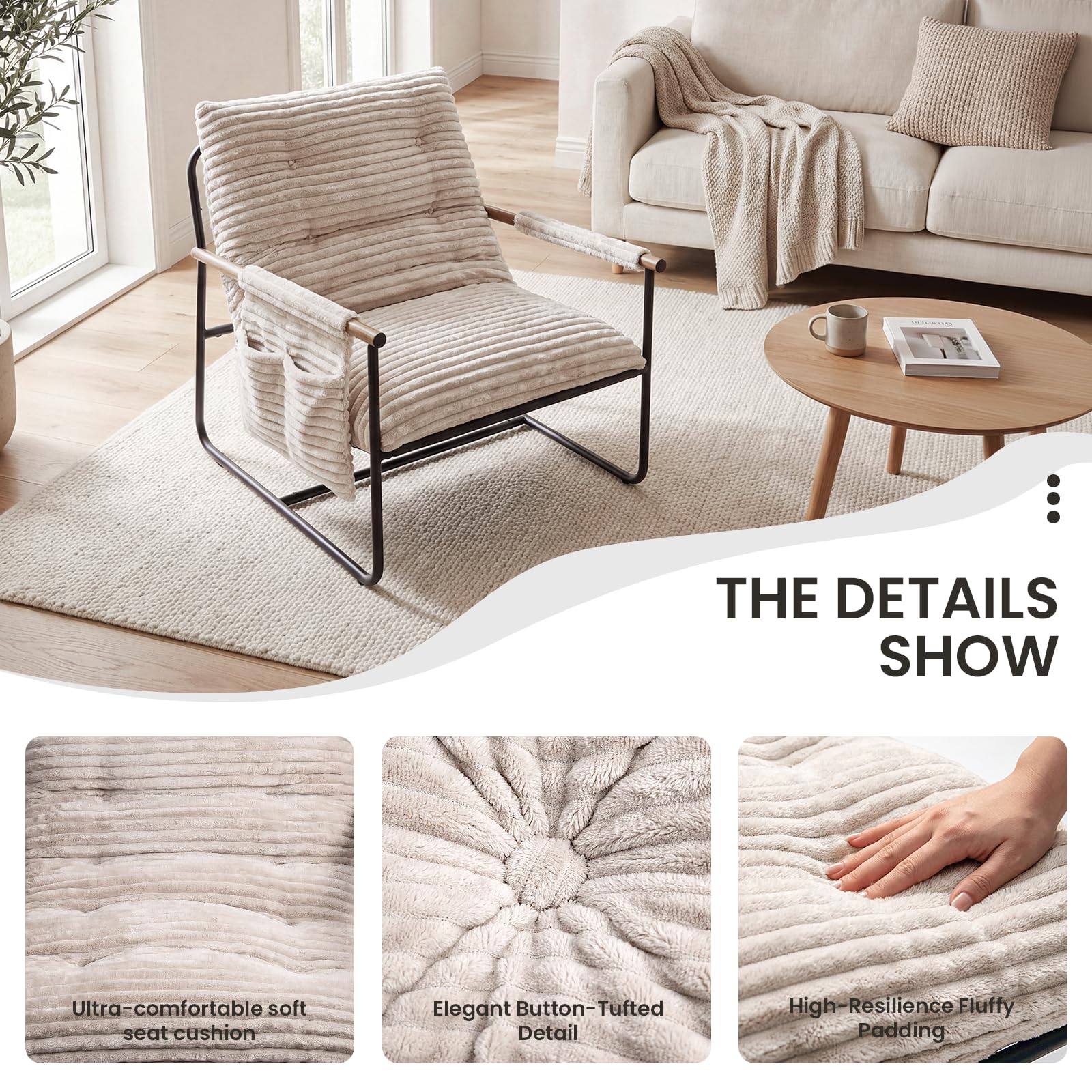 HavBeat Comfy Accent Chair dimensions 34.65W x 30.31D for generous seating.