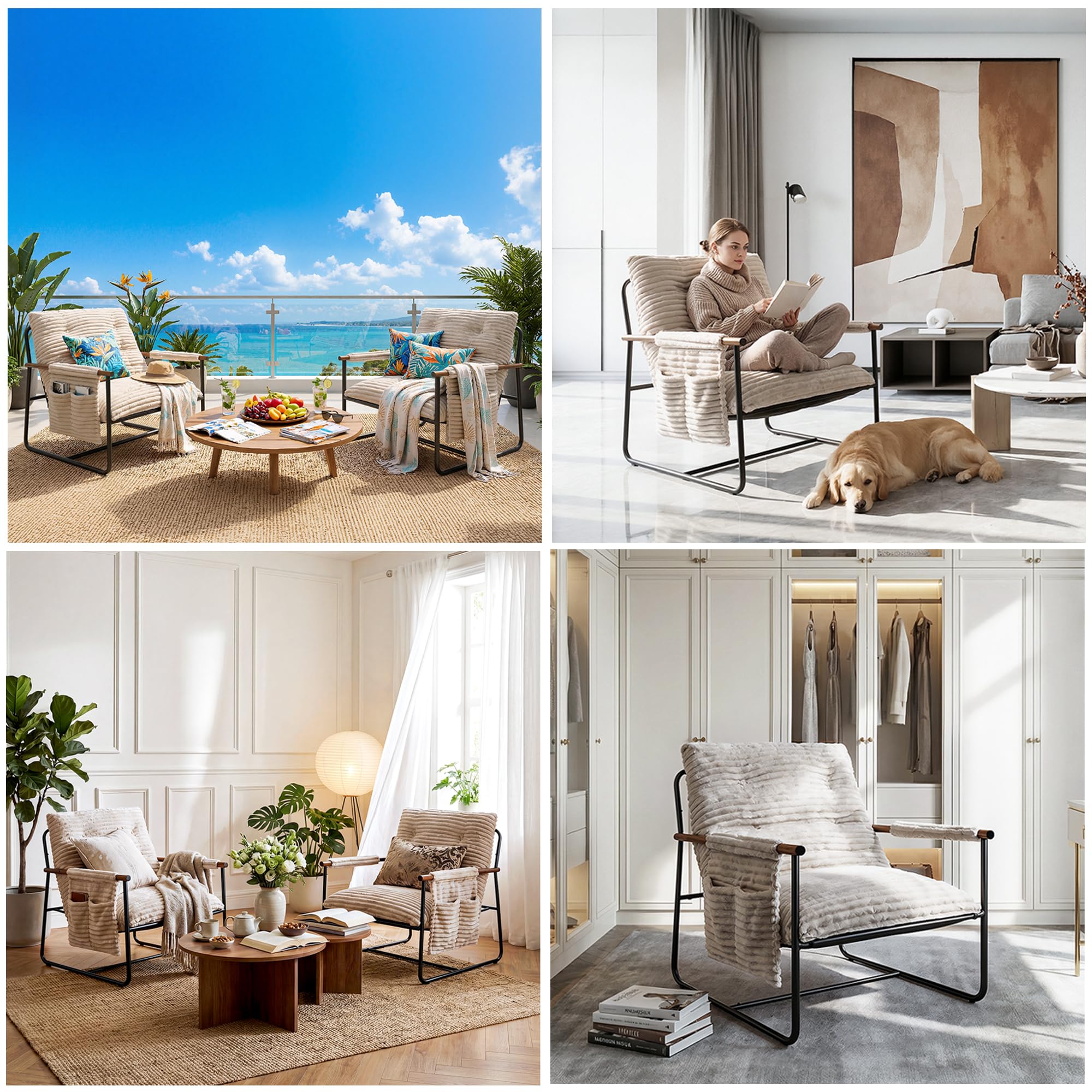 HavBeat Comfy Accent Chair low-maintenance corduroy fabric for easy care.