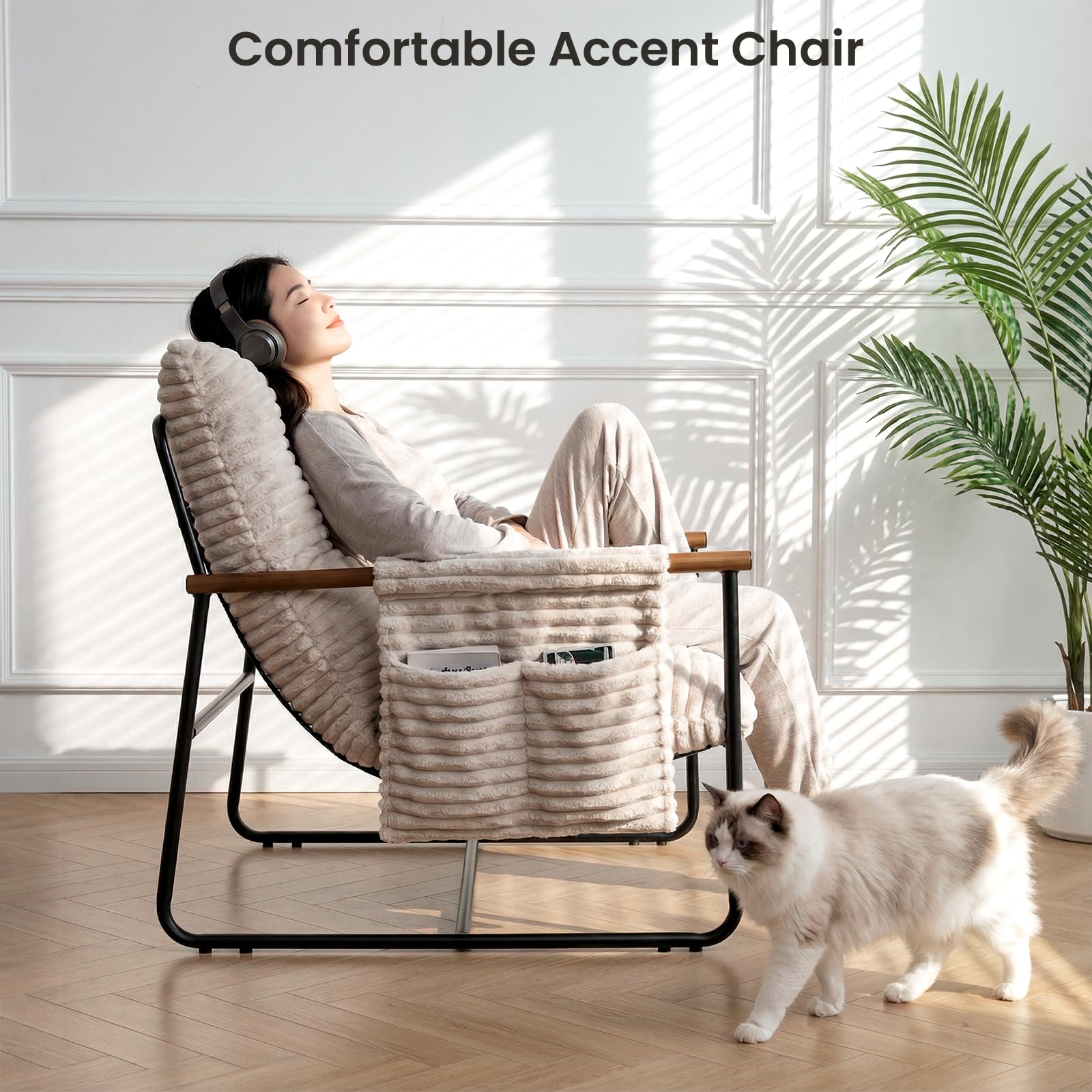 HavBeat Comfy Accent Chair plush cushion supports long reading sessions.