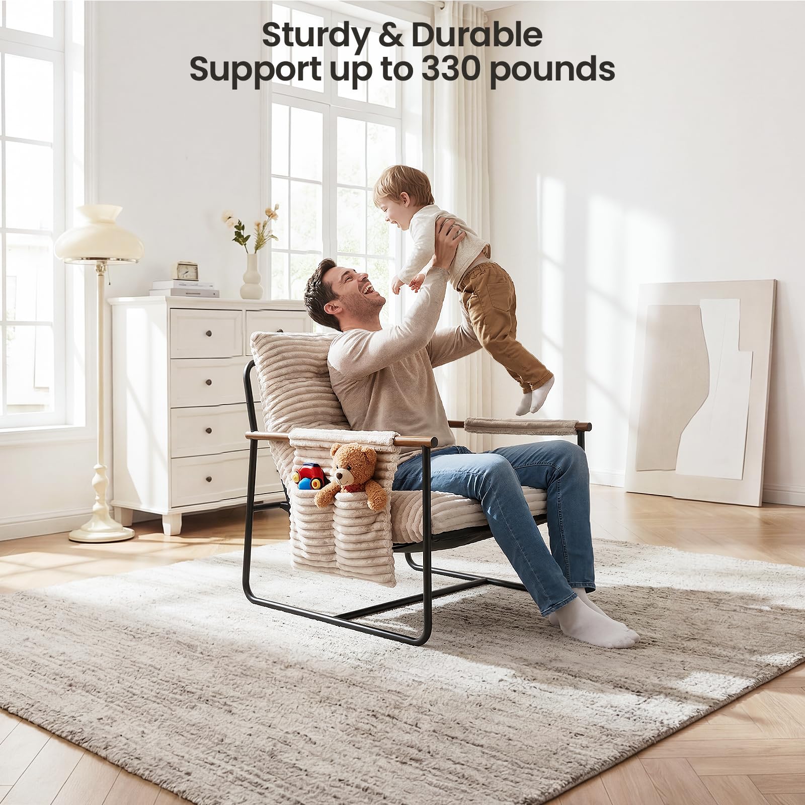 HavBeat Comfy Accent Chair sturdy steel frame for lasting stability.