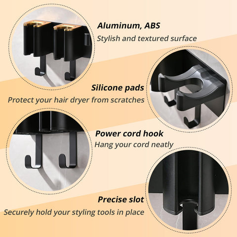 HAVICATO wall-mounted slot for curling iron, organized styling station for quick access.