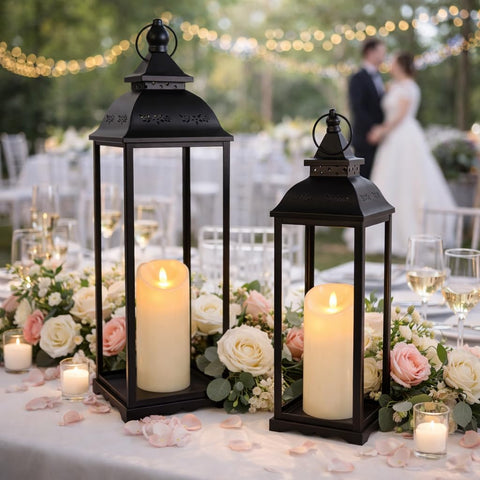 HAVITI metal lantern without glass offers durable outdoor decor.
