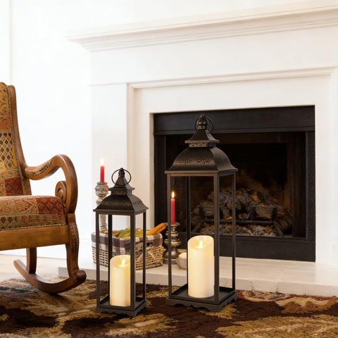 HAVITI small lantern on table with flameless candles for intimate gatherings.