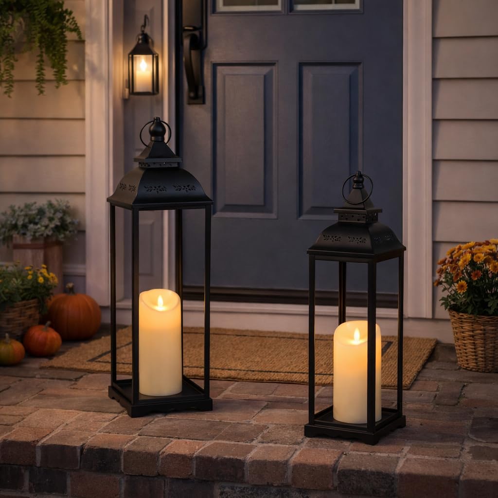 HAVITI tall 22-inch lantern duo creates layered focal points.