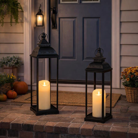 HAVITI tall 22-inch lantern duo creates layered focal points.