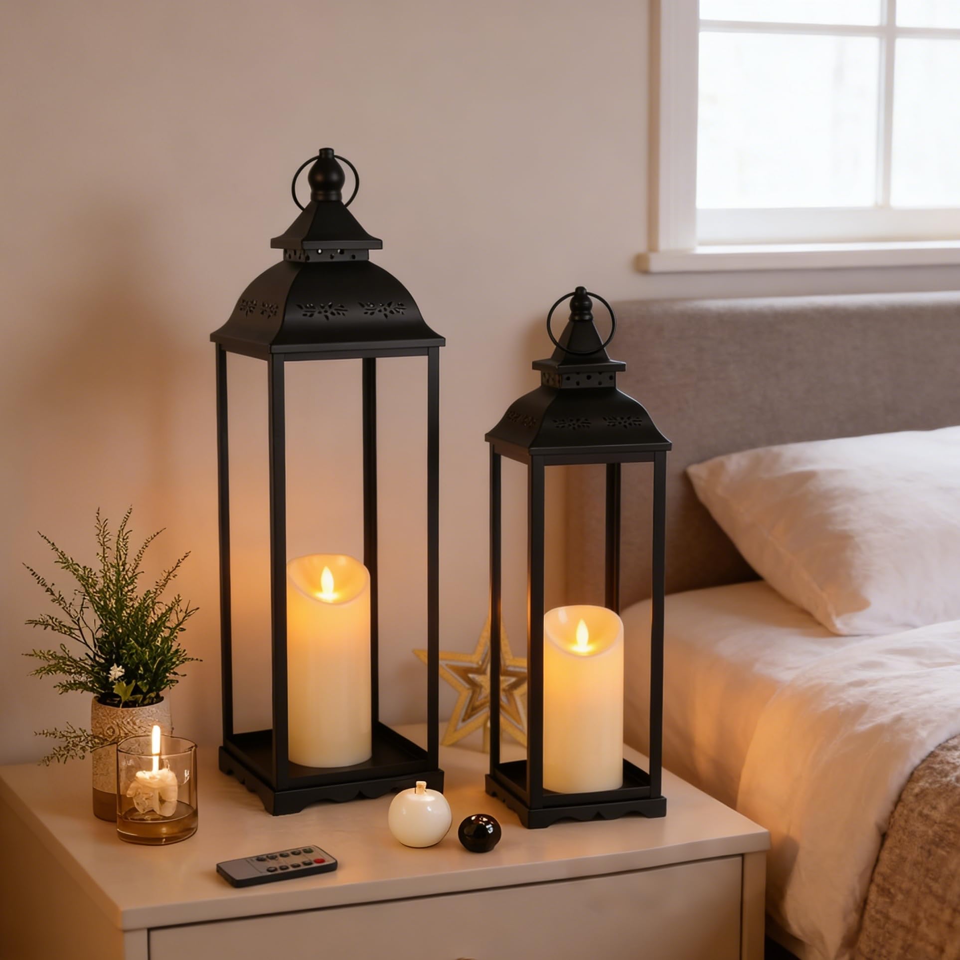 HAVITI lantern top design highlights a hollow flower motif for ambient glow.