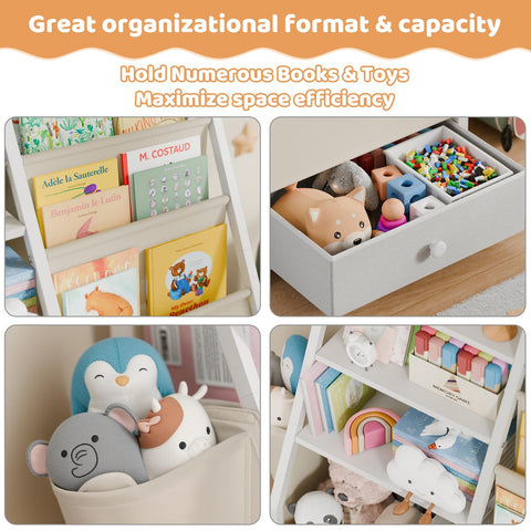 HAVLOTII forward-facing book display helps toddlers identify and select favorites.