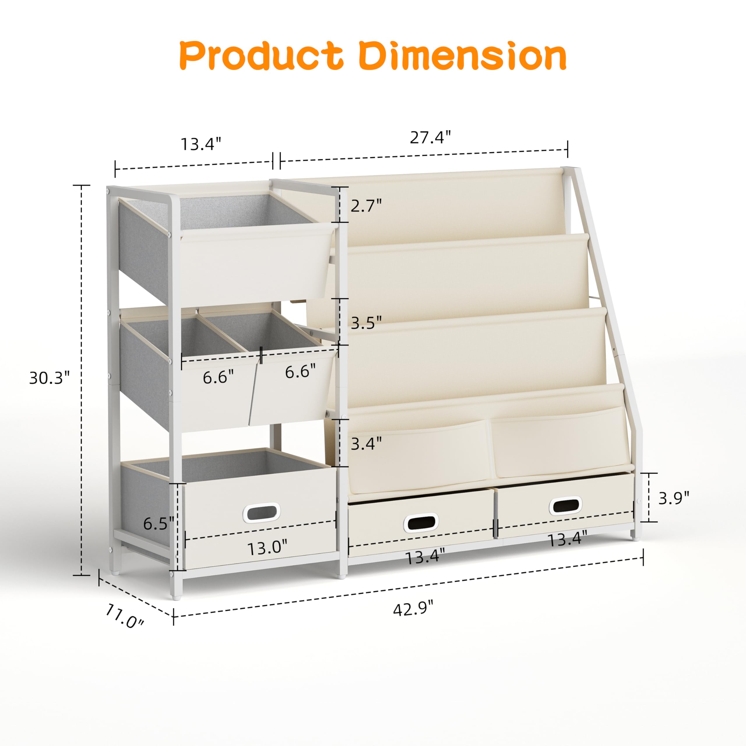 HAVLOTII Kids Bookshelf Front View enables easy reach for children's books.