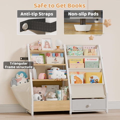 HAVLOTII toddler-height bookcase at 29.5 inches encourages independent access to books.