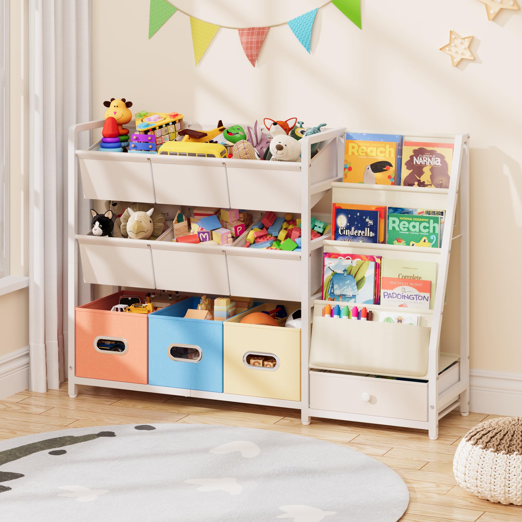 HAVLOTII toy storage organizer with three shelves keeps toys organized and within reach