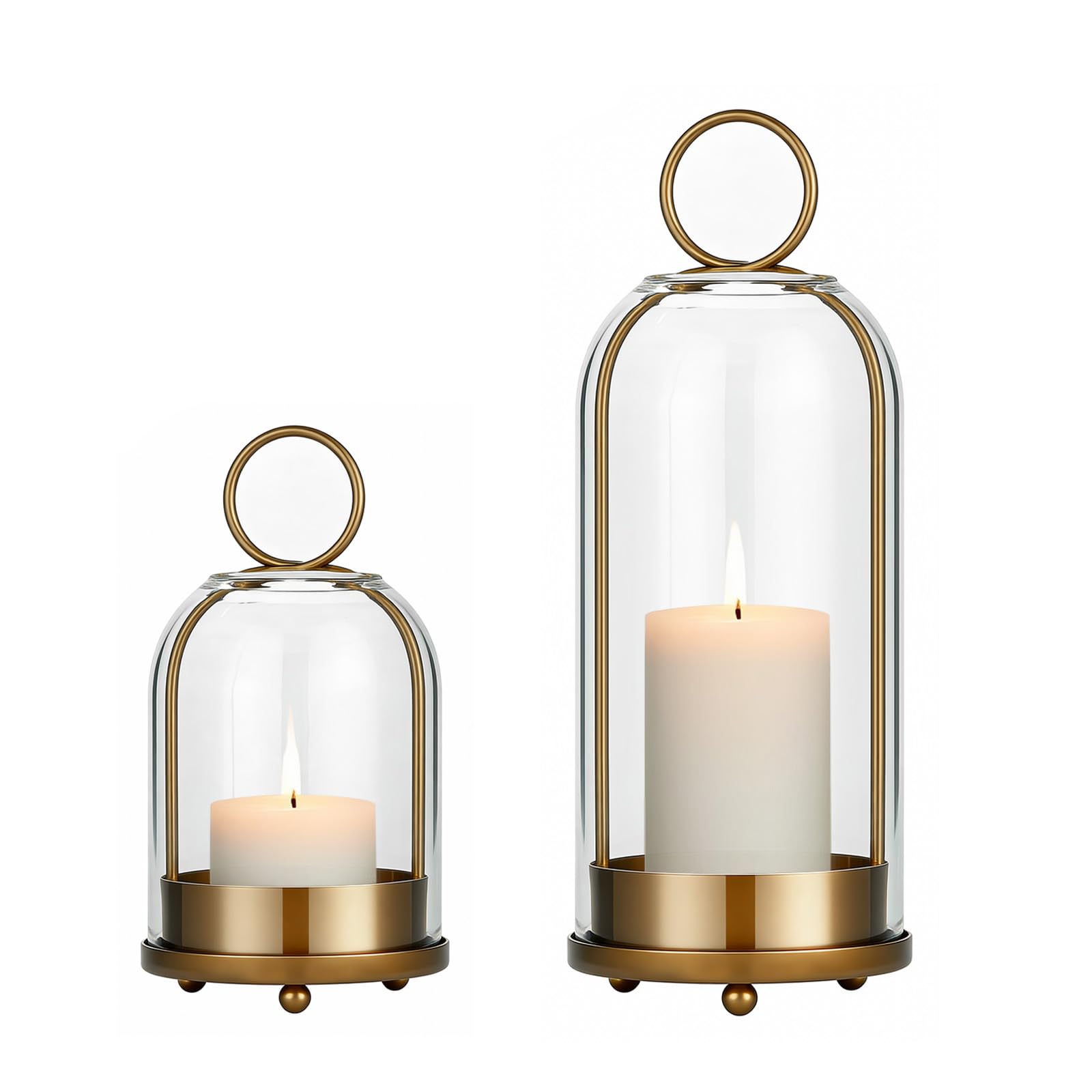 Havmorph hurricane glass large candle holder with brass base for elegant table decor