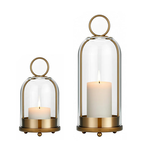 Havmorph hurricane glass large candle holder with brass base for elegant table decor