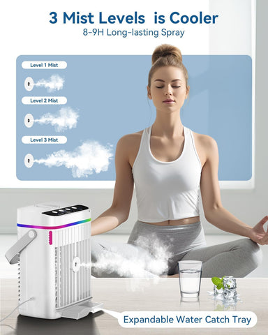 HAWANA displays 3 mist levels and 3 fan speeds for customizable cooling