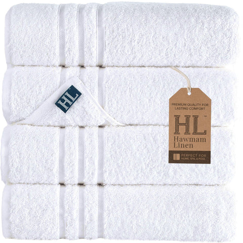 Hawmam Linen white towels close-up texture shows plush softness and strong absorbency.