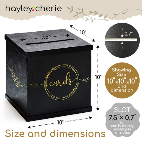 Hayley Cherie card box lid-slot close-up showing secure, easy card collection.