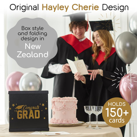 Hayley Cherie grad card box lid detail showing secure top and finish