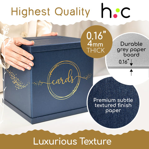 Hayley Cherie blue-gold card box capacity over 150 cards