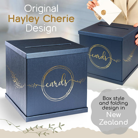Hayley Cherie blue-gold card box keepsake use after event
